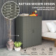 Wicker Outdoor Storage Cabinet, Pool Storage Organizer with 4 Shelves and 2 Doors for Garden, Backyard, Dark Grey