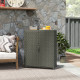Wicker Outdoor Storage Cabinet, Pool Storage Organizer with 4 Shelves and 2 Doors for Garden, Backyard, Dark Grey