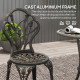 3PCs Patio Bistro Set, Outdoor Cast Aluminum Garden Table and Chairs with Umbrella Hole for Balcony, Bronze