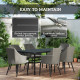7 Piece Wicker Patio Furniture Set with Cushions, Umbrella Hole, Slatted Table Top, for Backyard, Porch, Garden, Balcony