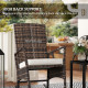 3 Piece Rocking Bistro Set, Wicker Patio Furniture with 3-Level Reclining High Back Rocking Chair and Glass Table, White