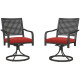Patio Swivel Chairs with Cushion, Outdoor Swivel Rocker with Curved Armrests, Red