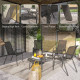 Set of 4 Outdoor Dining Chairs, Stackable Lawn Chairs with High Back, Breathable Mesh Seat for Garden Porch, Black