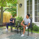 2 Piece PE Rattan Patio Dining Chairs with Steel Frame,  for Garden, Backyard, Pool Side, Porch, Black