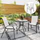 Set of 2 Outdoor Dining Chairs, Stackable Lawn Chairs with High Back, Breathable Mesh Seat for Garden Porch, Light Grey