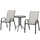 3 Pieces Bistro Set, Small Patio Furniture Set with Stackable Mesh Chairs, Glass Table for Garden, Balcony, Light Grey