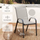 3 Pieces Bistro Set, Small Patio Furniture Set with Stackable Mesh Chairs, Glass Table for Garden, Balcony, Light Grey