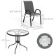 Five-Piece Steel Patio Set, with Glass-Top Table - Black
