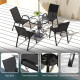 Five-Piece Steel Patio Set, with Glass-Top Table - Black