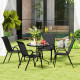 Five-Piece Steel Patio Set, with Glass-Top Table - Black
