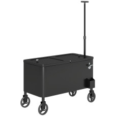80-Qt Outdoor Patio Cooler Cart, Rolling Ice Chest with Adjustable Handle, Wheels, Bottle Opener, Drainage, Outdoor Beverage Cooler Bar Cart for Party BBQ Camping, Black