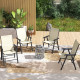 4-Piece Folding Chair Set for Relaxing on Patio Balcony Garden, Comfortable Outdoor Furniture with Armrests, Beige