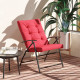 Foldable Lounge Chair, Fabric Upholstered Recliner, Outdoor Lounger with Armrest, Metal Frame for Backyard, Red
