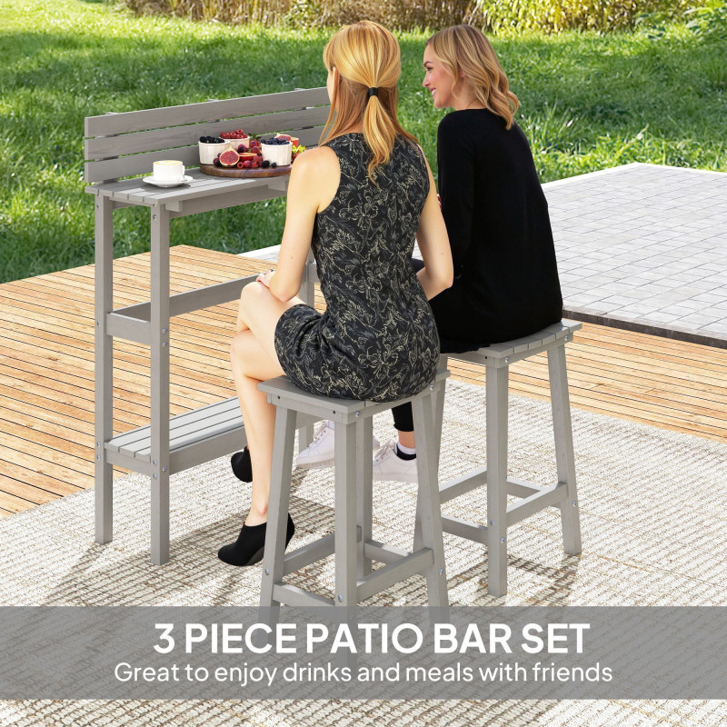 3 Piece Patio Bar Set with 43