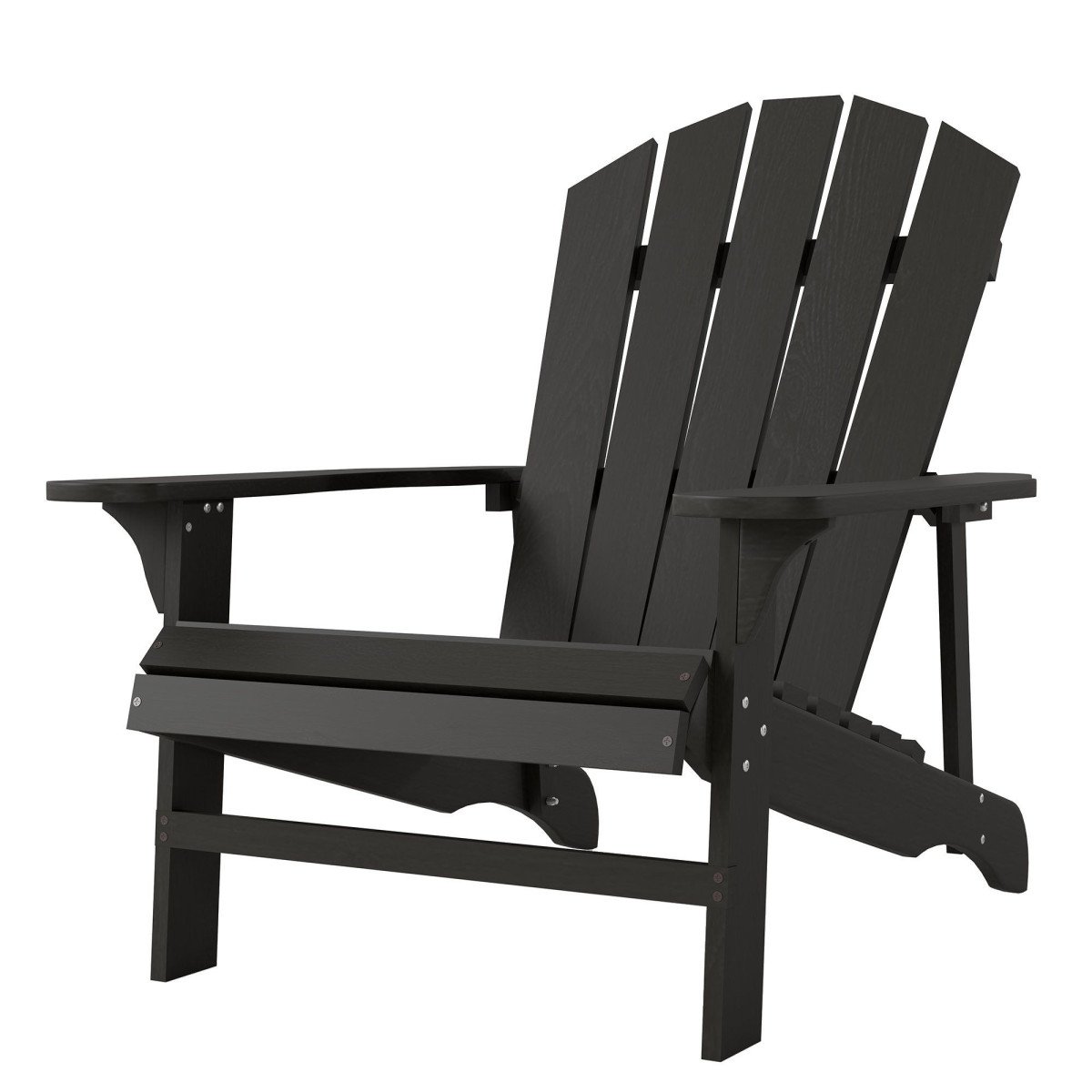 Wood Adirondack Chair, Outdoor Patio Muskoka Chair with Slatted Design for Deck, Garden, Backyard, Fire Pit, Black