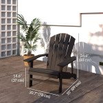 Wood Adirondack Chair, Outdoor Patio Muskoka Chair with Slatted Design for Deck, Garden, Backyard, Fire Pit, Black