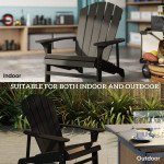 Wood Adirondack Chair, Outdoor Patio Muskoka Chair with Slatted Design for Deck, Garden, Backyard, Fire Pit, Black