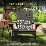 Wood Adirondack Chair, Outdoor Patio Muskoka Chair with Slatted Design for Deck, Garden, Backyard, Fire Pit, Black