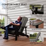 Wood Adirondack Chair, Outdoor Patio Muskoka Chair with Slatted Design for Deck, Garden, Backyard, Fire Pit, Black