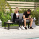 2 Seater Patio Sofa, Outdoor Sofa Couch with Wood Grain Side Tray and Cushions for Balcony, Backyard, Grey