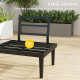 2 Seater Patio Sofa, Outdoor Sofa Couch with Wood Grain Side Tray and Cushions for Balcony, Backyard, Grey