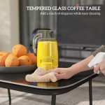 4 Pieces Outdoor Furniture Set with 2 Stackable Chairs, Loveseat, Patio Conversation Set with Glass Coffee Table, Black