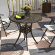 30-inch Round Patio Dining Table with Umbrella Hole Cast Aluminium Outdoor Bistro Table, Brown
