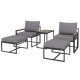 5 Pieces Outdoor Patio Furniture Set with Ottomans, Cushions, Small Patio Sofa Set for Garden, Backyard, Poolside, Grey