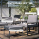 5 Pieces Outdoor Patio Furniture Set with Ottomans, Cushions, Small Patio Sofa Set for Garden, Backyard, Poolside, Grey