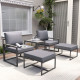 5 Pieces Outdoor Patio Furniture Set with Ottomans, Cushions, Small Patio Sofa Set for Garden, Backyard, Poolside, Grey