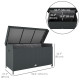 165 Gallon Deck Box, Wicker Outdoor Patio Storage Box with Waterproof Liner, Gas Strut and Universal Wheels, Black