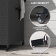 165 Gallon Deck Box, Wicker Outdoor Patio Storage Box with Waterproof Liner, Gas Strut and Universal Wheels, Black