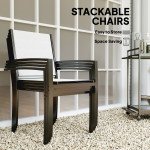 5 Piece Outdoor Dining Set with Round Table and 4 Stackable Chairs, for Backyard, Lawn, Deck, Balcony, Pool Side