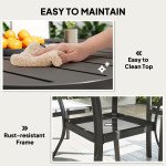 5 Piece Outdoor Dining Set with Round Table and 4 Stackable Chairs, for Backyard, Lawn, Deck, Balcony, Pool Side