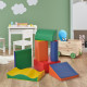 Soozier 7 Pieces Soft Play Foam Climbing Blocks, Indoor Modular Kids Play Toys for Climbing, Crawling, Sliding, Multicolour
