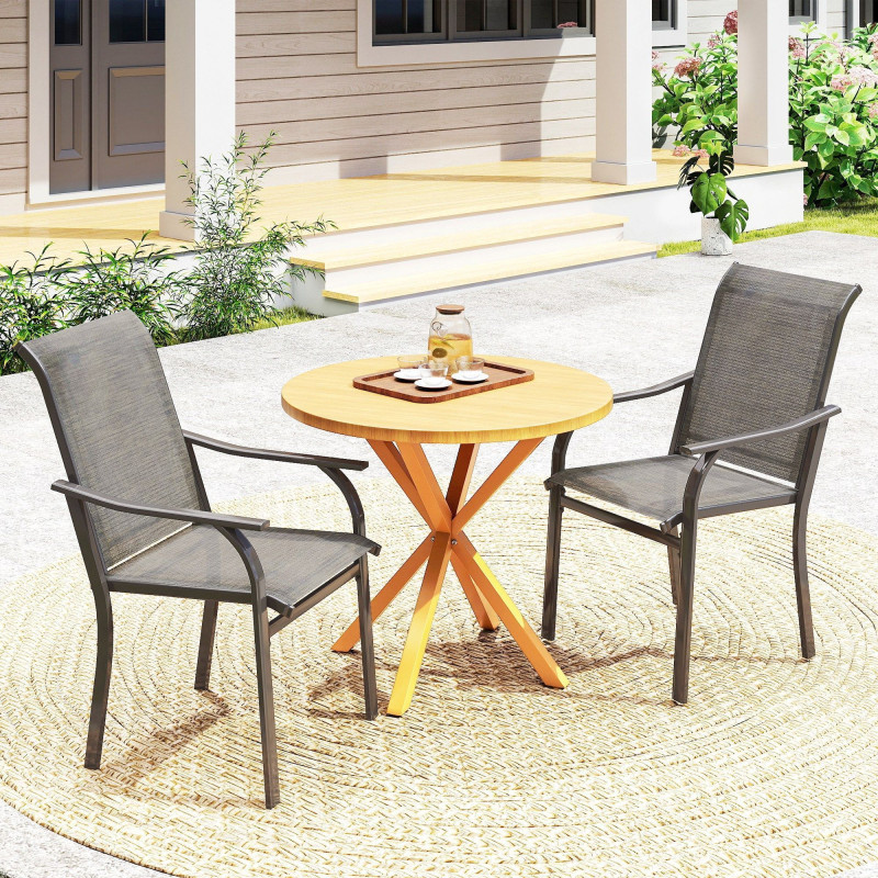Patio Chairs Set of 2 with Armrest and High Backrest, for Backyard, Balcony, Porch, Poolside, Deck, Garden, Brown