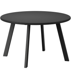 Round Outdoor Side Table, Patio Coffee Table with Metal Frame and Non-Slip Foot Pads, Black