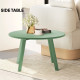 Round Outdoor Side Table, Patio Coffee Table with Metal Frame and Non-Slip Foot Pads, Green