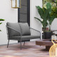 Garden Sofa with Cushions, 2-Seater Outdoor Balcony Rattan Sofa, 112 x 72 x 76 cm, Grey