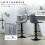 Adjustable Barstools Set of 2, Swivel Bar Stools with Back and Footrest for Kitchen Island Counter, Charcoal Grey