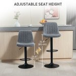 Adjustable Barstools Set of 2, Swivel Bar Stools with Back and Footrest for Kitchen Island Counter, Charcoal Grey