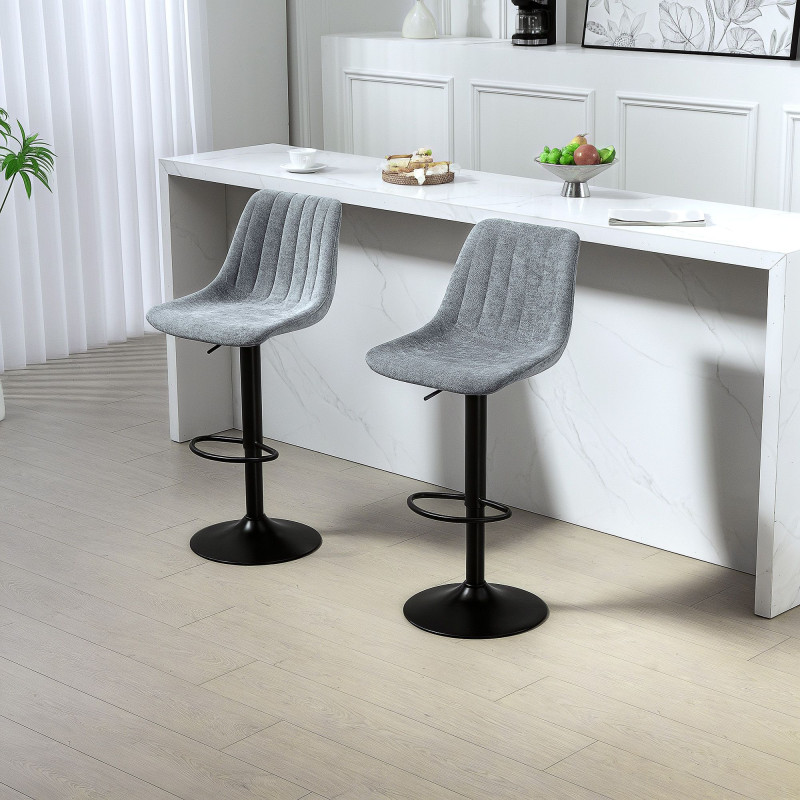 Adjustable Barstools Set of 2, Swivel Bar Stools with Back and Footrest for Kitchen Island Counter, Charcoal Grey