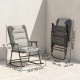 Folding Rocking Chair Set of 2 Padded Rockers with Armrest, Light Grey
