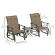 3PCs Gliding Rocking Chair & Bistro Tea Table Set, Brown