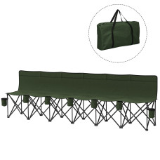 6 Seat Folding Camping Chair with Cup Holder and Carrying Case for Camping, Picnic, Sports Events, Dark Green