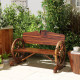 Wooden Outdoor Bench, Garden Patio Loveseat with Wagon Wheel Armrests, 528LBS Capacity, Carbonized