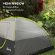 Pop Up Camping Tent, 3-4 Person Family Tent, Waterproof Dome Tent with Mesh Window, Storage Pockets and Hook