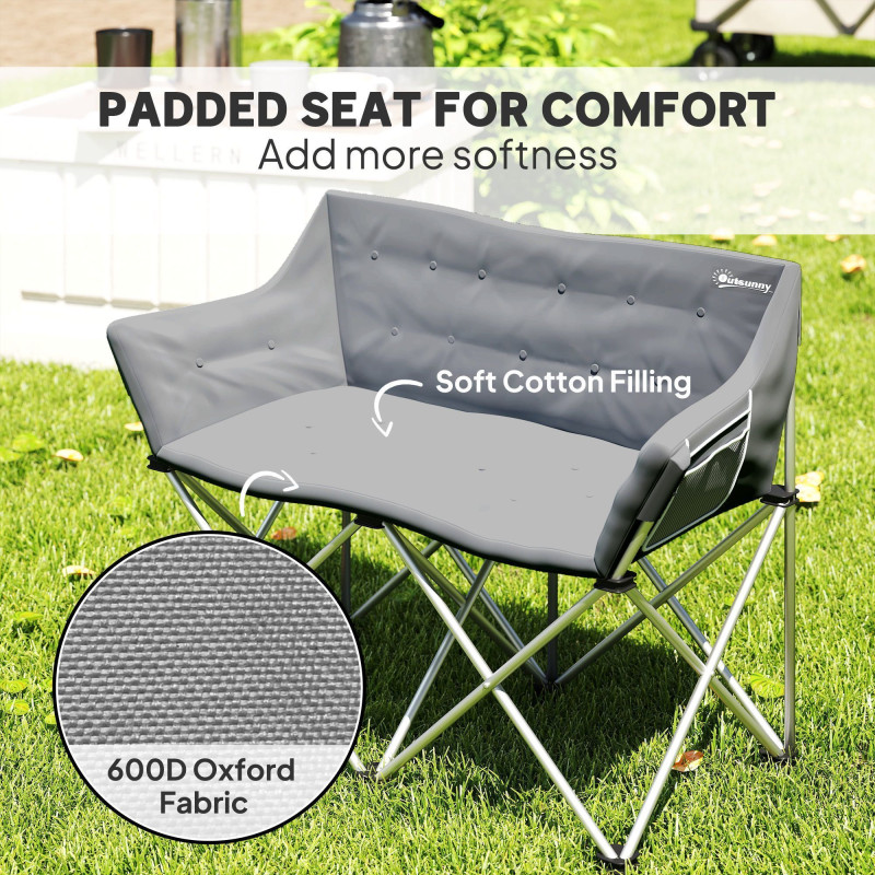 Double Camping Chair, Oversized Camping Loveseat for Adults, Heavy Duty Folding Camp Chair, Support 529 lbs