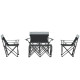 4 Piece Folding Camping Table and Chairs, Outdoor Lawn Chair Set w/ Table, Cup Holders for Hiking, Picnic, Grey