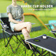 4 Piece Folding Camping Table and Chairs, Outdoor Lawn Chair Set w/ Table, Cup Holders for Hiking, Picnic, Grey